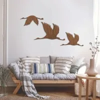 Flight of Cranes Wall Decor Set of 3 – Birch Plywood