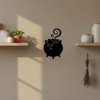 Décoration murale chaudron de sorcière – Chaudron de potion avec bulles – Bouleau
