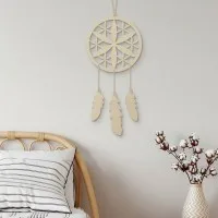 Déco murale en contreplaqué – Attrape-rêves avec une fleur (4 pièces)