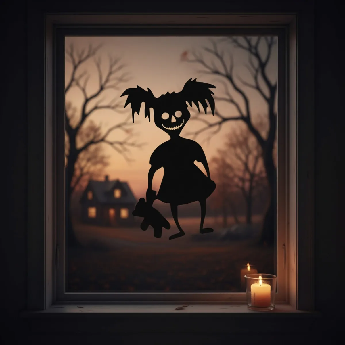 Zombie Girl Wall Art – Zombie with Pigtails and Teddy Bear – Birch Plywood