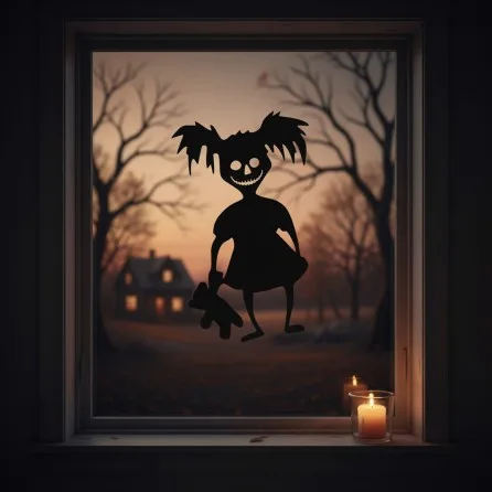 Zombie Girl Wall Art – Zombie with Pigtails and Teddy Bear – Birch Plywood