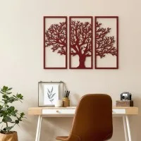 Wanddekoration aus Birken-Sperrholz – 3-teiliges Baum-Set 58x40 cm