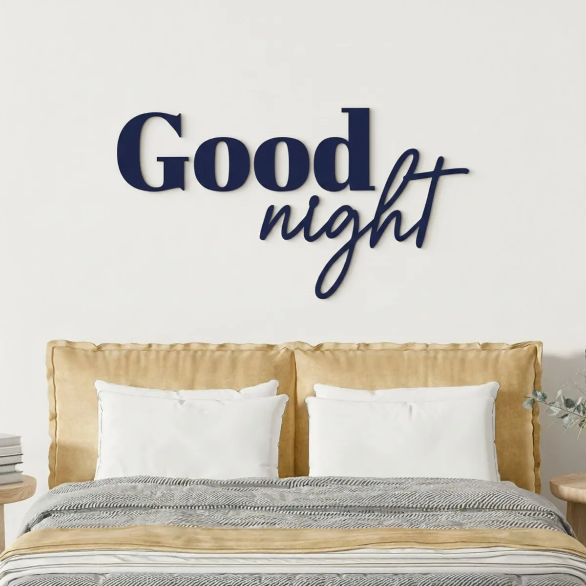 Good Night wanddecoratie van berken multiplex