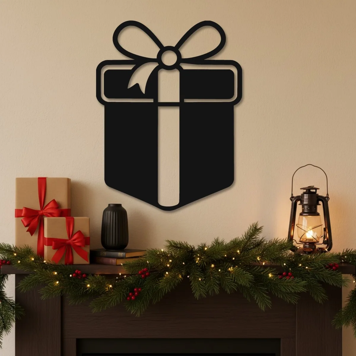 Gift Box with Bow Wall Decor – Birch Plywood