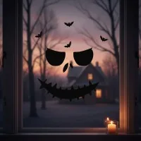 Pumpkin Face Wall Decor – Jack O Lantern Face and Bats – Birch Plywood