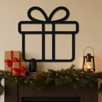 Gift Box Line-Art Wall Decor – Birch Plywood