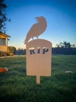 Halloween raaf grafsteen tuinsteker – RIP silhouet met raaf