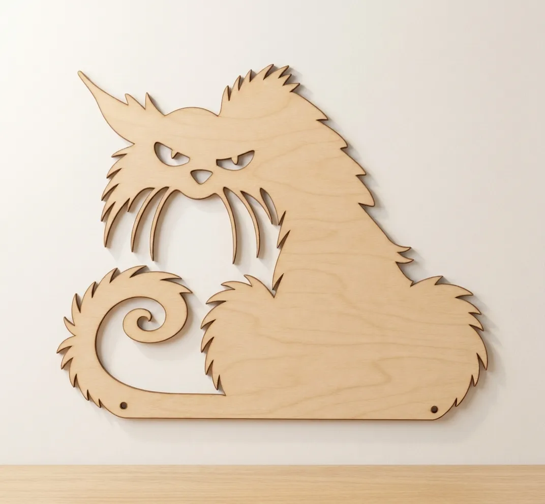 Décoration d'Halloween en bois : le chat