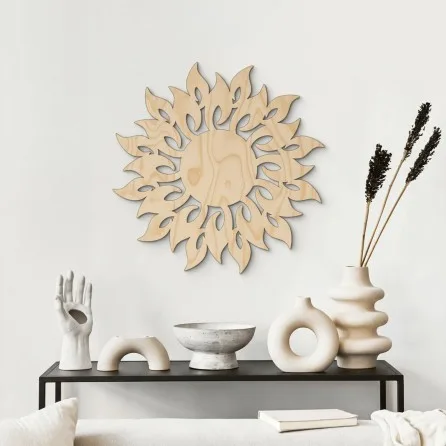 Sun flames birch plywood wall decoration