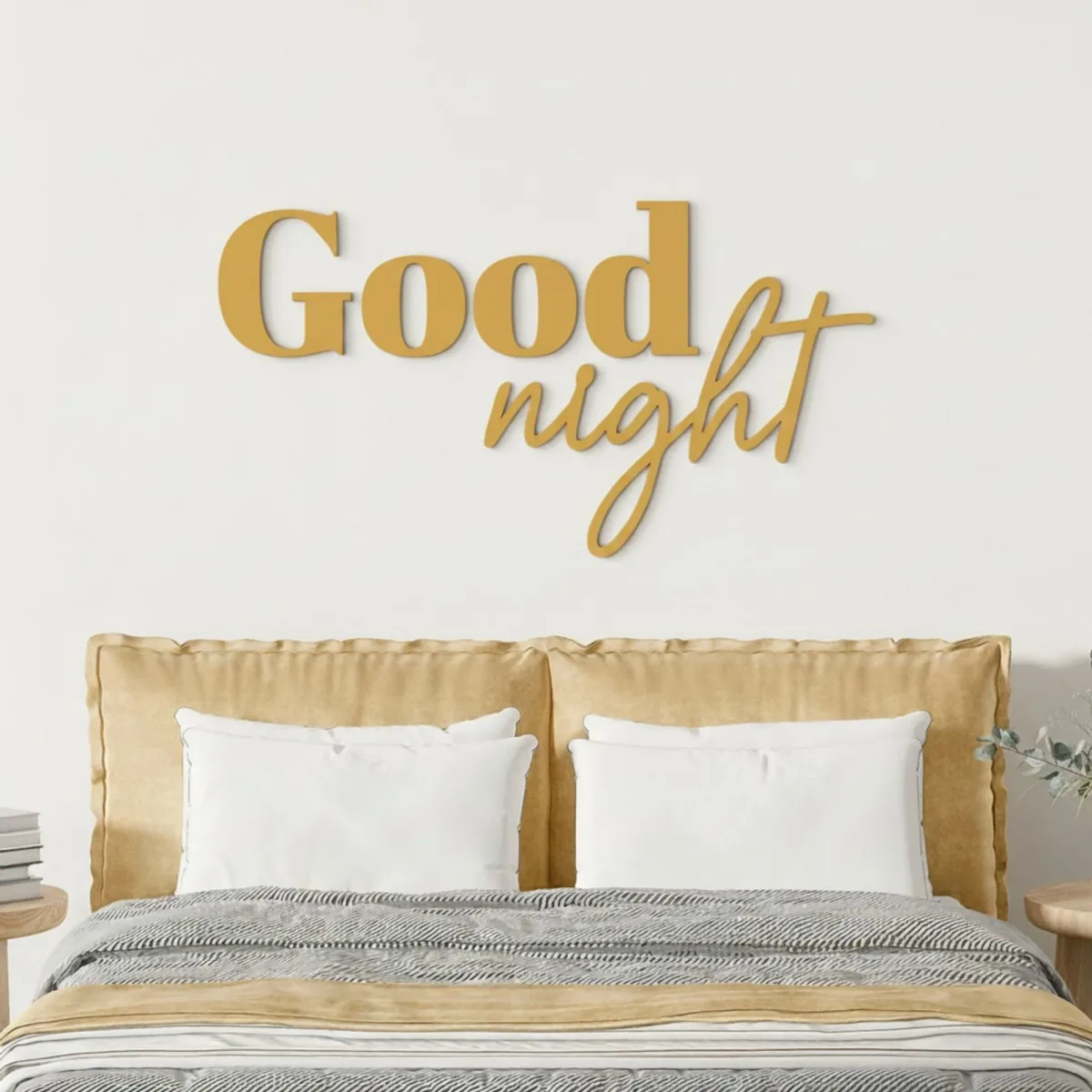 Good Night wanddecoratie van berken multiplex