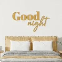 Good Night wanddecoratie van berken multiplex
