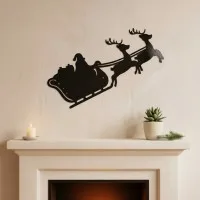 Traîneau du Père Noël – silhouette murale en contreplaqué de bouleau avec rennes