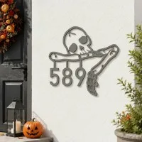 Halloween Skeleton House Number Sign – Custom Address Numbers, Skull & Bone