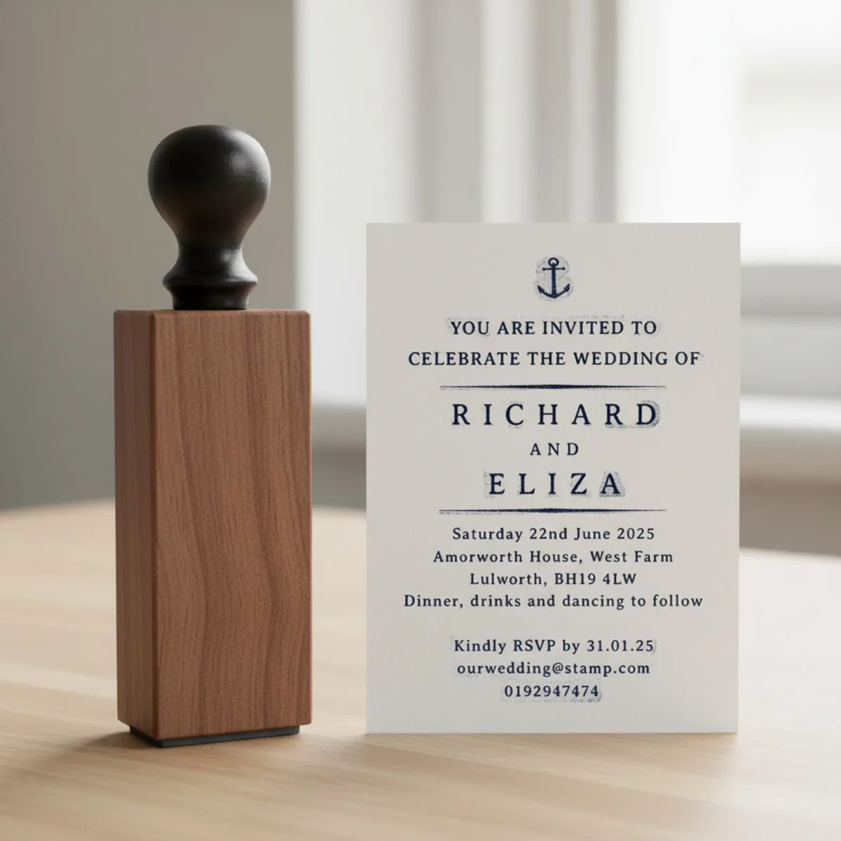 Nautical Wedding Invitation Stamp – Custom Text