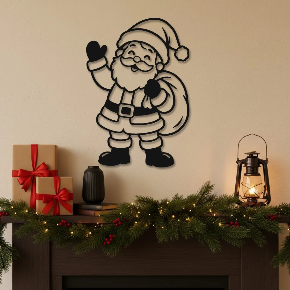 Santa Claus with Gift Bag Wall Decor – Birch Plywood