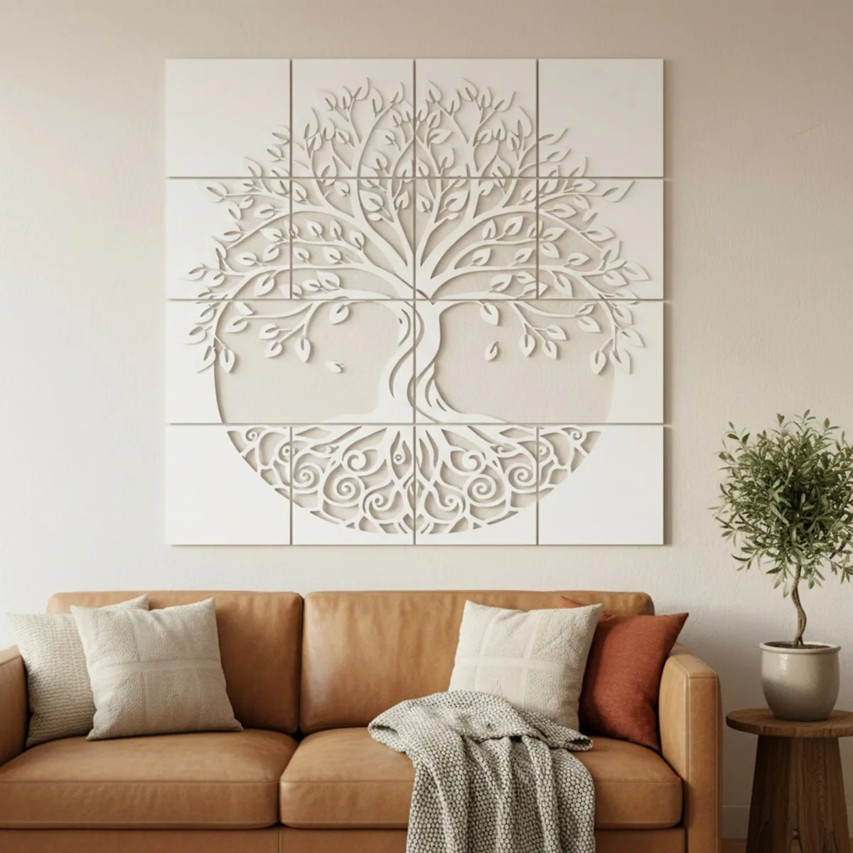 Set de décoration murale en contreplaqué « Arbre de vie » XXL (19 pièces)