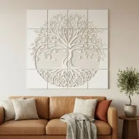 Set de décoration murale en contreplaqué « Arbre de vie » XXL (19 pièces)