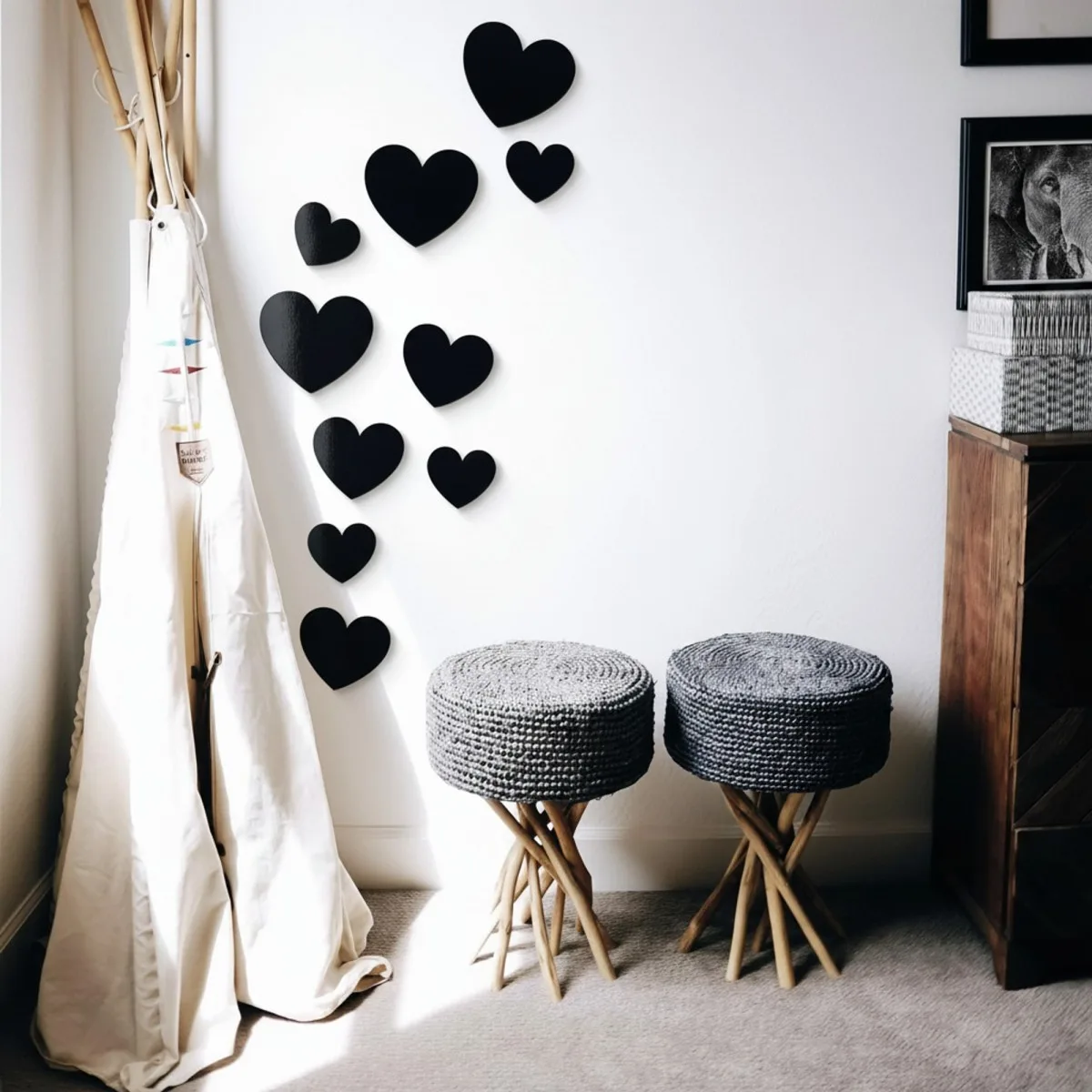 Birch Plywood Wood Wall Decoration - Hearts (10 pieces)