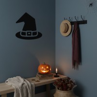 Heksenhoed wanddecoratie – Halloween silhouet met gesp – Berk multiplex