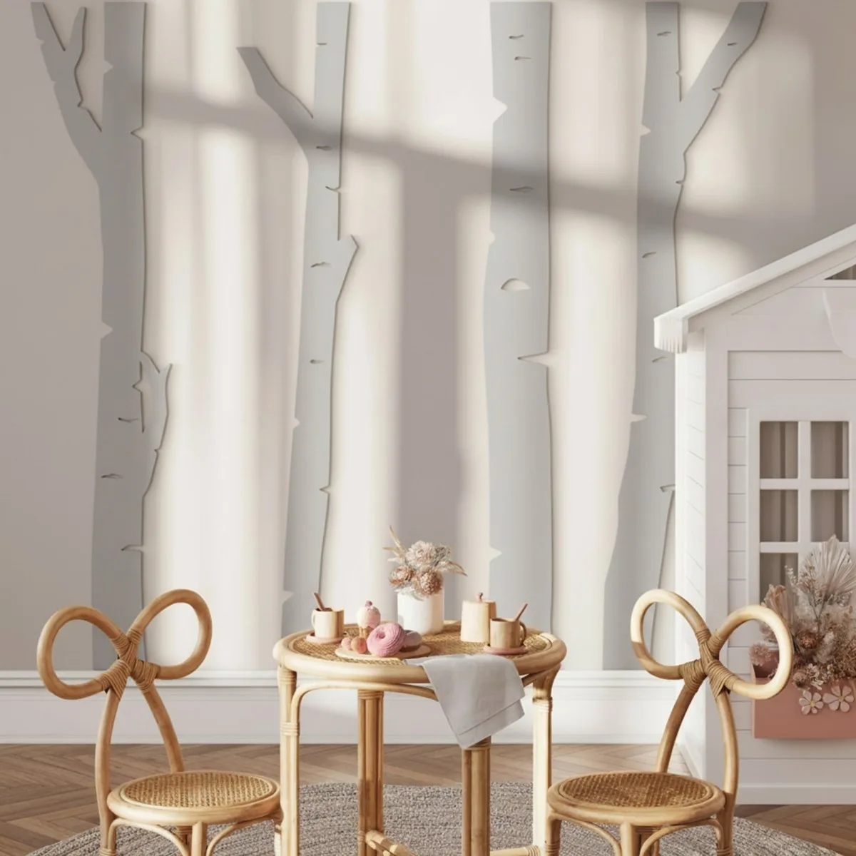 Birch Tree Forest Wall Decor – 4 Birch Trunks, Birch Plywood