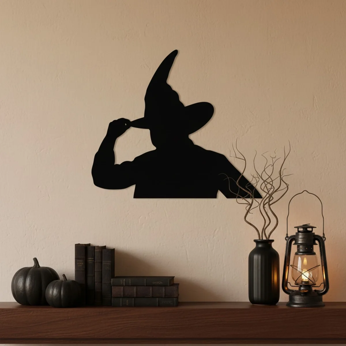 Witch Tipping Her Hat Wall Decor – Greeting Witch from Behind – Birch Plywood