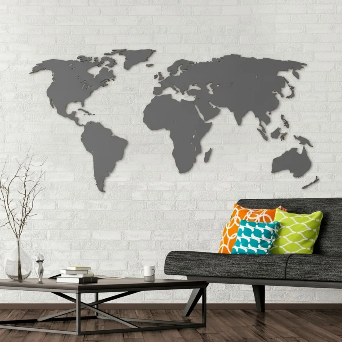 Birch Plywood 3D World Map Wall Decor