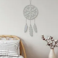 Déco murale en contreplaqué – Attrape-rêves avec une fleur (4 pièces)