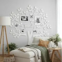 Family Tree Wall Decor XXL with 6 Photo Frames – Birch Plywood