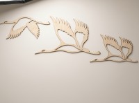 Wooden Wall Panel Flying Cranes