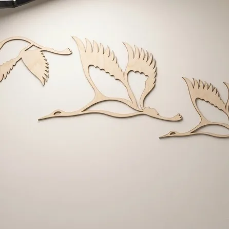 Wooden Wall Panel Flying Cranes