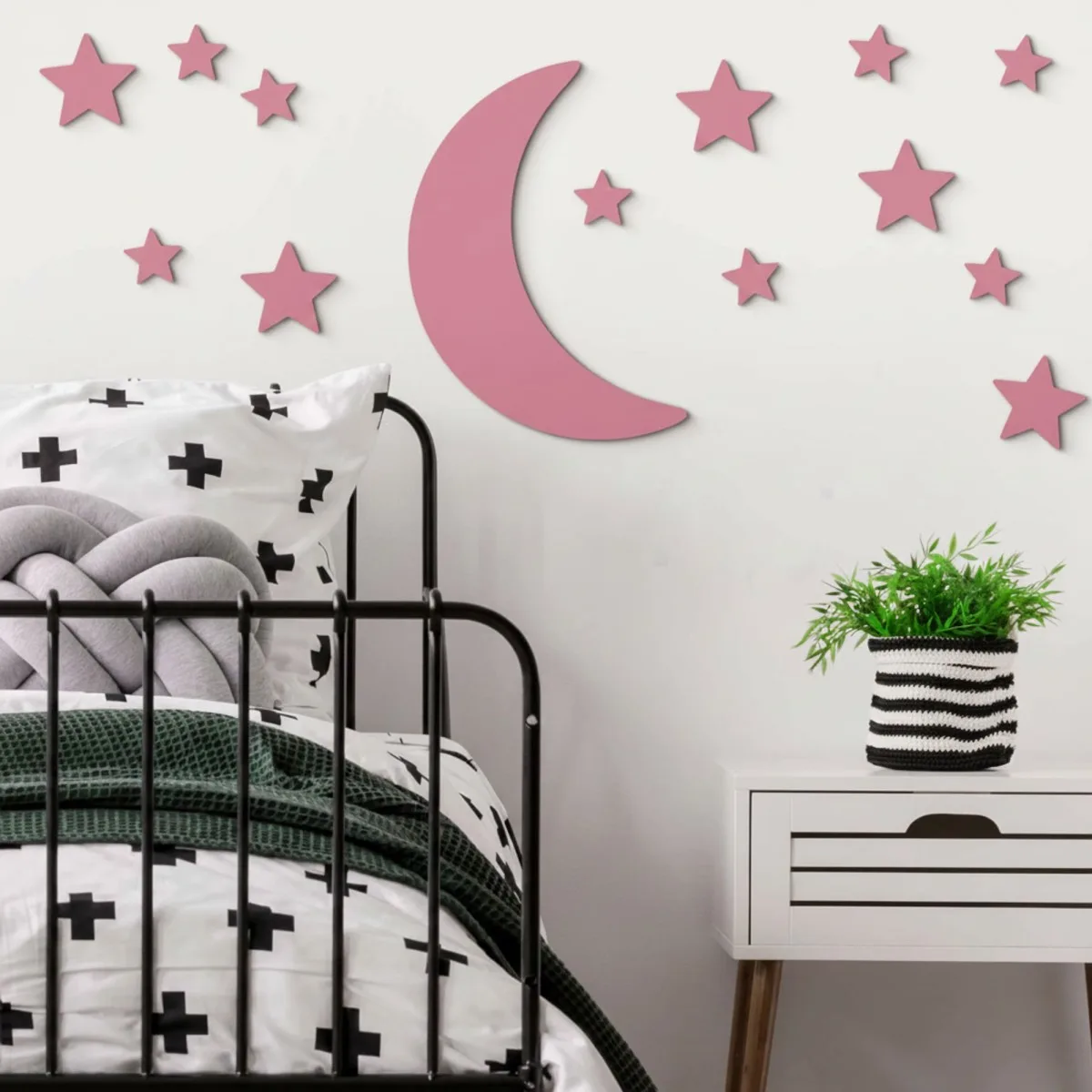 Sperrholz Wanddekoration – Mond und Sterne Set