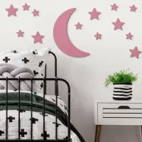 Sperrholz Wanddekoration – Mond und Sterne Set