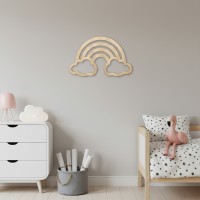Rainbow with Clouds – Birch Plywood Wall Decor