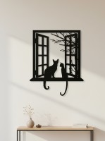 Deux chats à la fenêtre — décoration murale