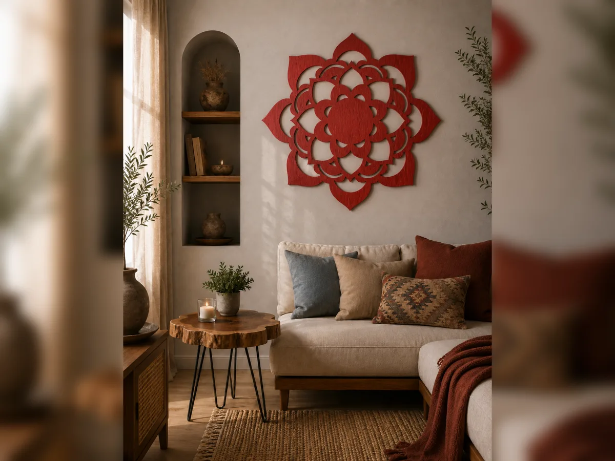 Wooden Wall Mandala Lotus