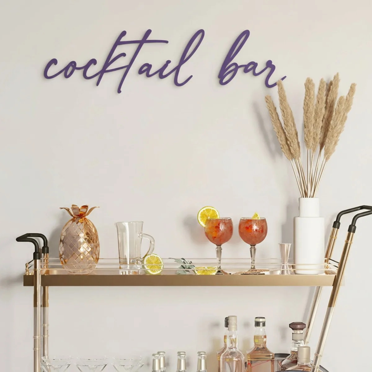 Cocktail Bar Cursive Sign – Birch Plywood Wall Decor