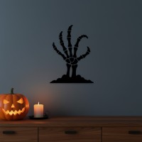 Skeleton Hand Wall Decor – Zombie Rising From Grave – Birch Plywood 35x45 cm