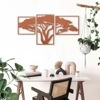 Houten wanddecoratie: Afrikaanse boom (3 delen) – Berken multiplex