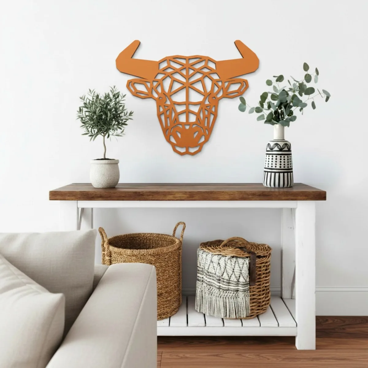 Wooden Origami Bull - Birch Plywood Wall Decor