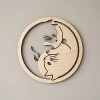 Chats Yin Yang — décoration murale ronde