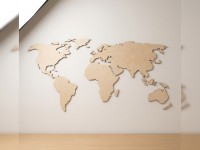 Wooden World Map Wall Decor