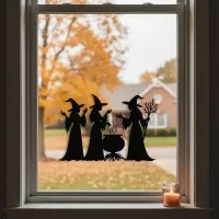 Three Witches and Cauldron Wall Decor – Coven Scene – Birch Plywood
