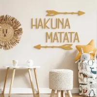Hakuna Matata Wooden Wall Decor with Arrows - Birch Plywood