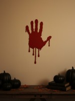 Bloody Handprint Wall Art – Halloween Bleeding Hand with Drips – Birch Plywood
