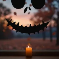 Pumpkin Face Wall Decor – Jack O Lantern Face and Bats – Birch Plywood