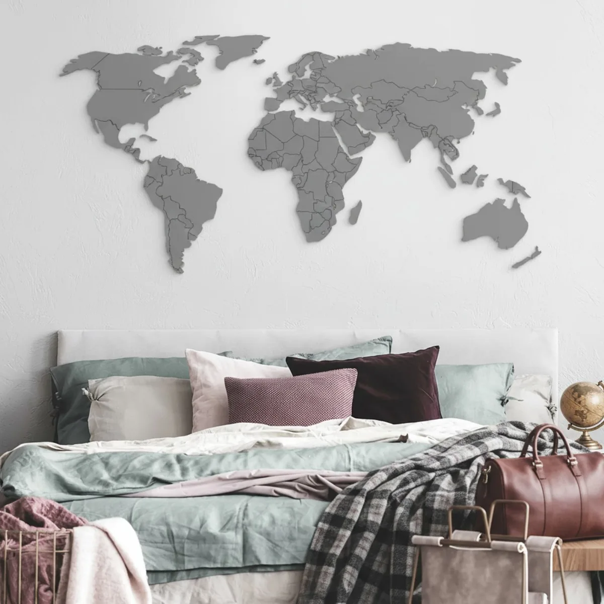 Plywood World Map Wall Decor