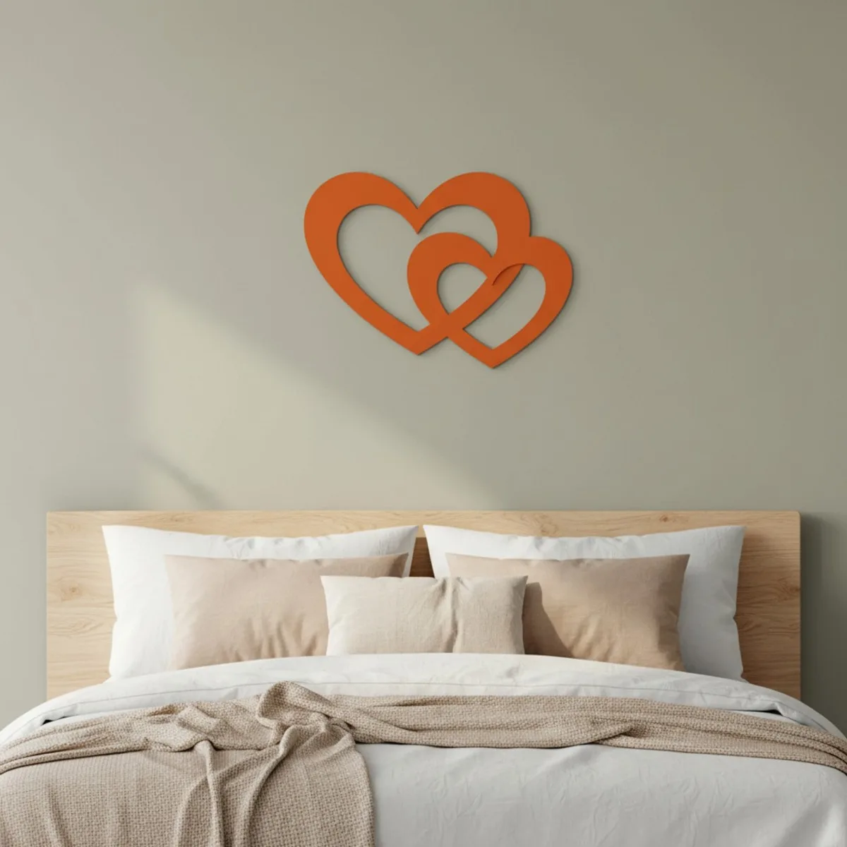 Houten decoratie - Twee harten
