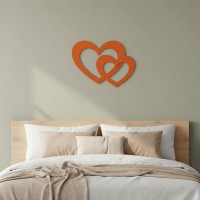 Houten decoratie - Twee harten