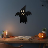 Flying Ghost Wall Decor – Halloween Silhouette with Spreading Wings – Birch Plywood