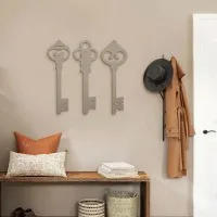 Décoration murale clés vintage en bois (lot de 3) – contreplaqué de bouleau